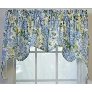 Hydrangea 28 in. L Cotton Lined Empress Swag in Blue (2-Piece)