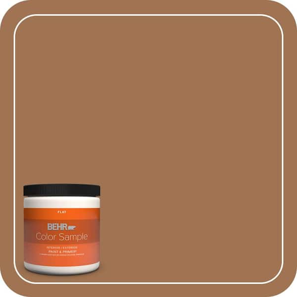 BEHR PREMIUM PLUS 8 oz. #S240-6 Ranch Brown Flat Interior/Exterior Paint & Primer Color Sample