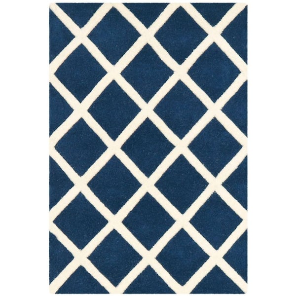 SAFAVIEH Chatham Dark Blue/Ivory 2 ft. x 3 ft. Geometric Multi-Diamonds Area Rug