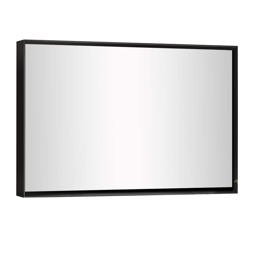 Black 36 in. W x 30 in. H Wall-mounted Mirror Modern Metal Framed Rectangul