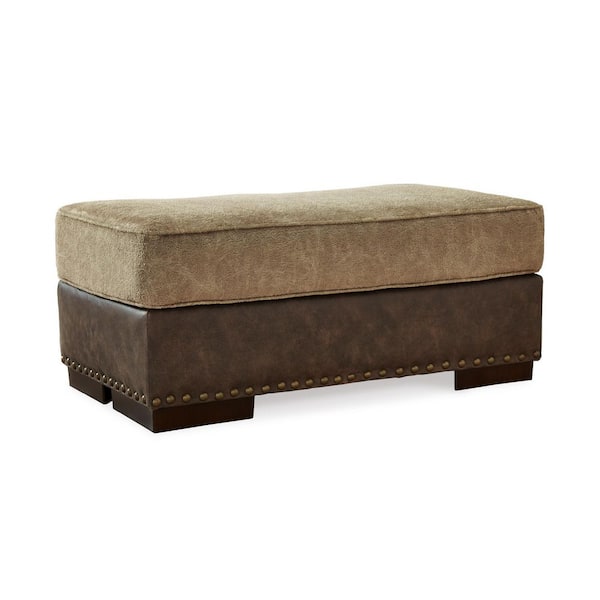 Alesbury Brown Faux Leather Rectangle Accent Ottoman