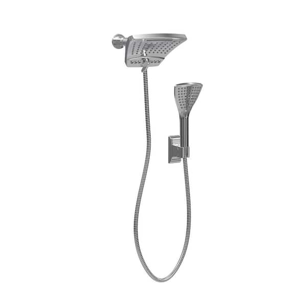 PowerShot 3-Spray Patterns with 1.8 GPM 8 in. Wall Mounted Dual Shower Heads in Chrome