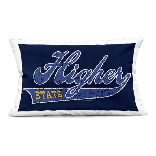 Stupell Industries Higher State Varsity Style Blue Print Polyester 14 in. x 20 in. Throw Pillow