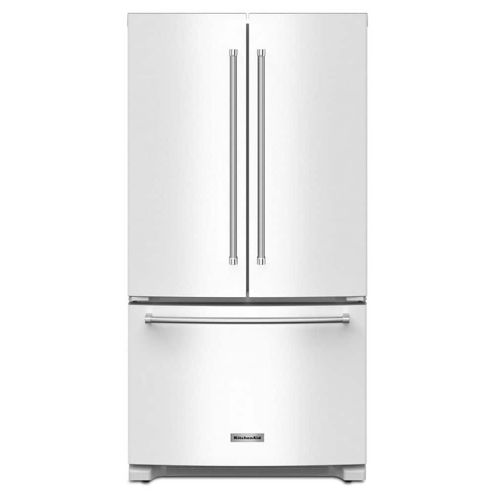 KitchenAid 20 Cu. Ft. 36 in. Width Counter-Depth French Door Refrigerator w/ Interior Dispense in White KRFC136RWH on Fridge.com