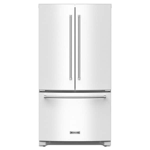 36 in. 20 cu. ft. Counter Depth French Door Refrigerator in White with Wood-Look Nesting Shelf