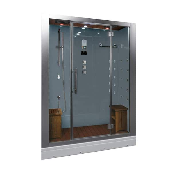 Ariel 59 in. x 32 in. x 87.4 in. Steam Shower Enclosure Kit in White