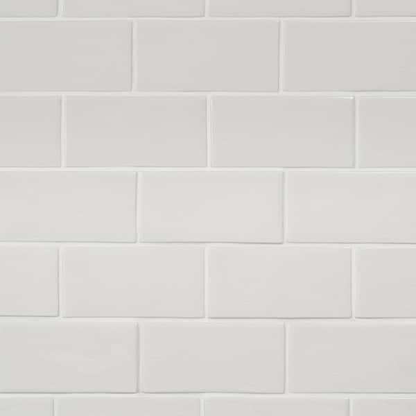 Ivy Hill Tile Delphi Subway Glacier White 3 in. x 6 in. Crackled Wall Glass Tile (4 Sq. Ft. / Case)