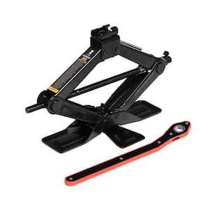 Steel Portable Wide Base Cross Car Scissor Jack Include Ratchet Wrench 2-Ton (4,000 lbs.) Capacity, Black