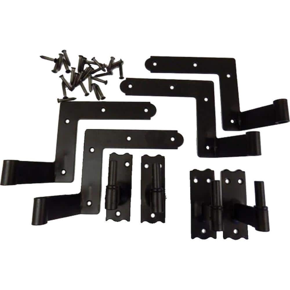 Black Iron Exterior Shutter Hinge Set for Wood or Vinyl Siding
