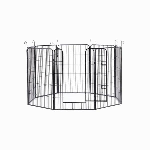 Large Outdoor Metal Puppy Dog Run Fence/8 Panels Iron Pet Dog Playpen