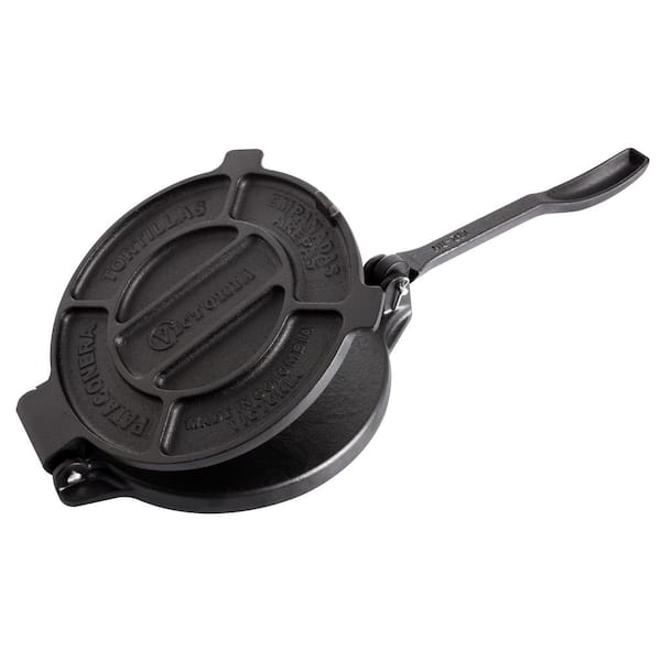 Victoria 8 Inch Cast Iron Tortilla Press. Tortilla Maker, Flour Tortilla  press, Black - & Cast Iron Round Pan Comal Griddle Seasoned with 100%  Kosher