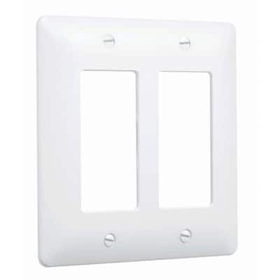 MASQUE 5000 2-Gang Plastic Decorator Wall Plate, Wall Outlet Cover Plate for Decorator and Rocker, White