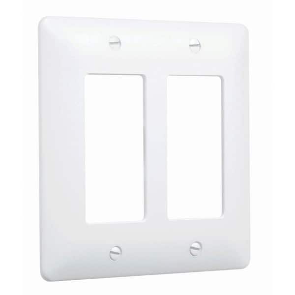TAYMAC MASQUE 5000 2-Gang Plastic Decorator Wall Plate, Wall Outlet Cover Plate for Decorator and Rocker, White