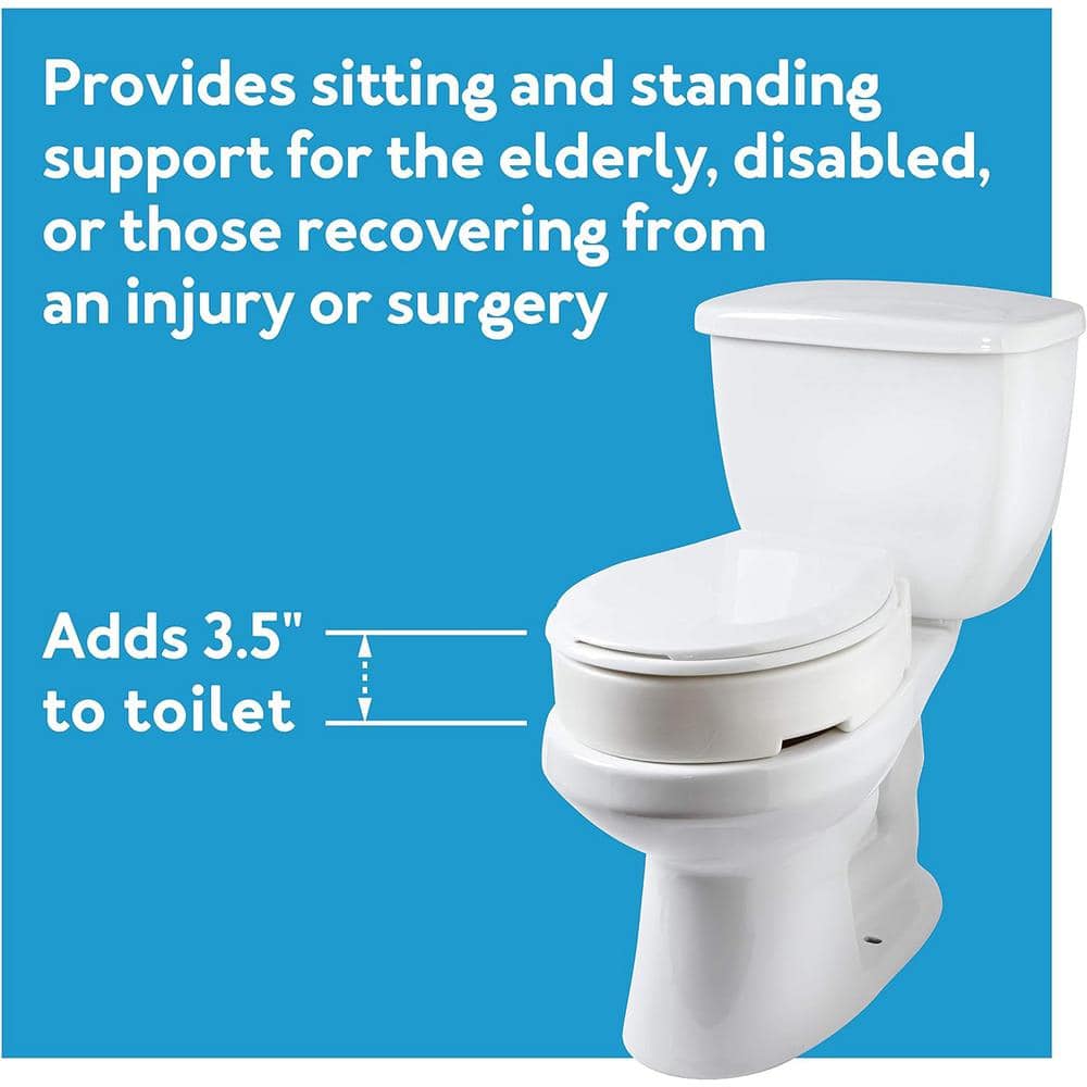 White Hinged Toilet Seat Riser with Adjustable Height