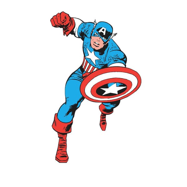 RoomMates Marvel Classic Captain America Comic Peel and Stick Giant Wall Decal Multi-Colored Vinyl Wall Decal