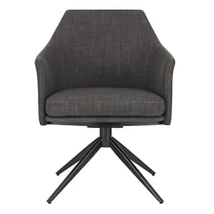 Amelia Charcoal Fabric Swivel and Cushioned Arm Chair
