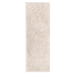 California Ivory 2 ft. 7 in. x 8 ft. in. Solid Indoor Ultra-Soft Fuzzy Shag Runner Rug