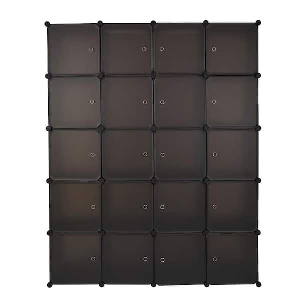 69 in. H x 13.77 in. W x 55 in. D Brown Plastic Portable Closet with Cube Organizer