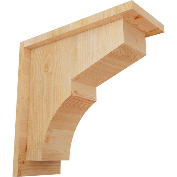 Ekena Millwork 6 in. x 14 in. x 14 in. Douglas Fir Monterey Rough Sawn Corbel with Backplate