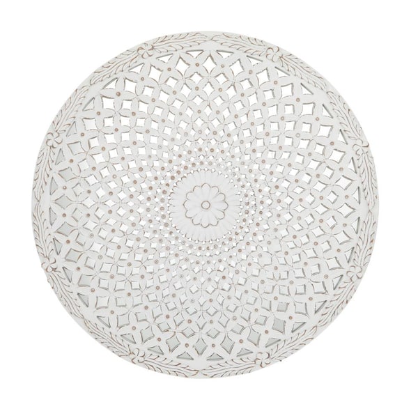Litton Lane 48 in. x 48 in. Wooden White Handmade Medallion Geometric Wall Decor