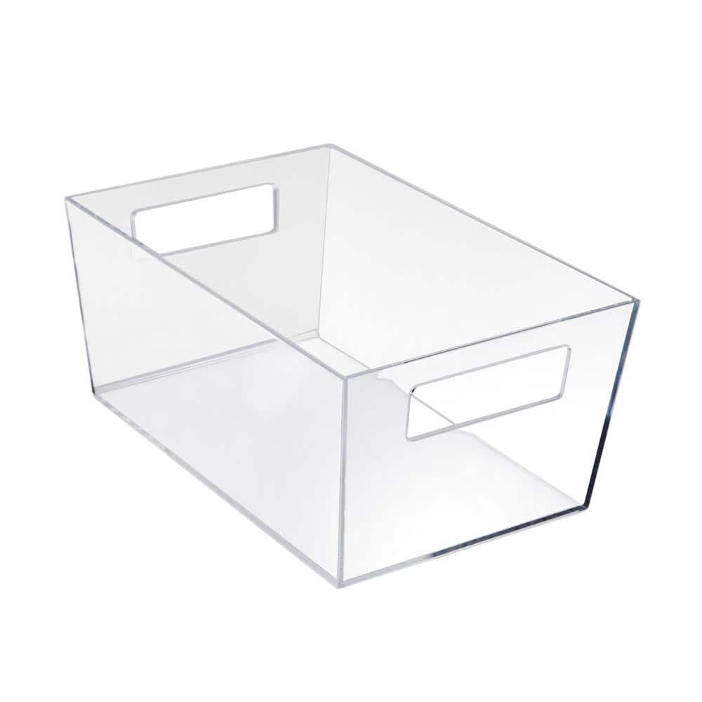 Azar Displays Clear Plastic Organizer Storage Tote Bin with Handle, Size XL 13 W x 9.5 D x 6.5 H, 4-Pack