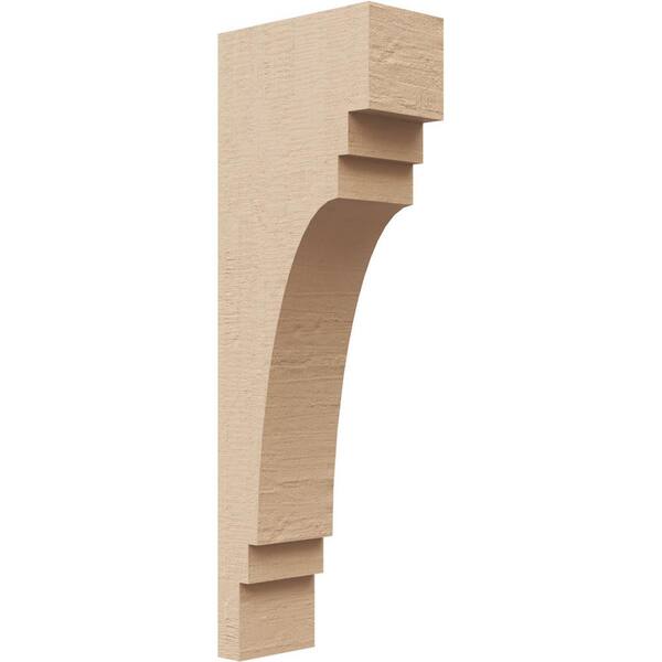 Ekena Millwork 2 in. x 12 in. x 4 in. Series 2 Thin Pescadero Rough Cedar Woodgrain Timberthane Polyurethane Corbel, Primed Tan