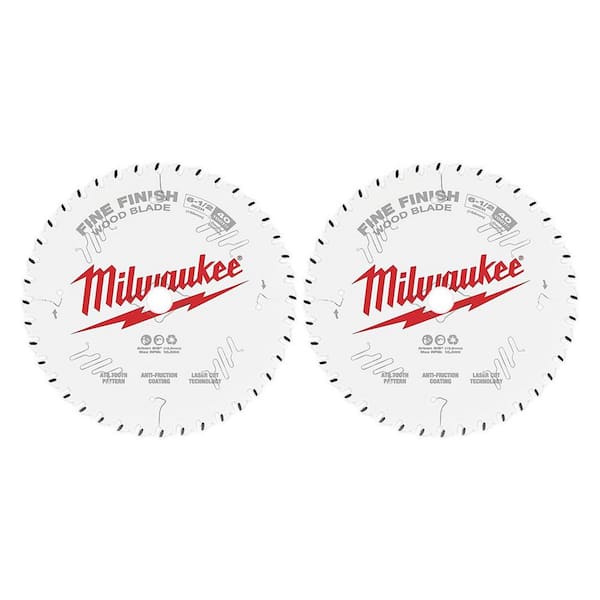 Milwaukee 6-1/2 in. x 40-Tooth Fine Finish Circular Saw Blade (2-Pack)