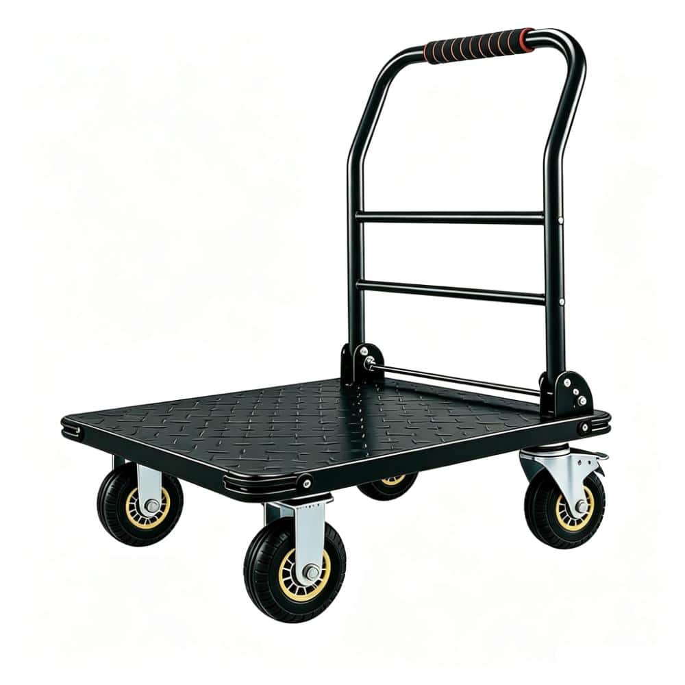 Platform Truck 1800 LBS Capacity Heavy Duty Push Hand Cart, 36x24 in Foldable Flatbed Dolly with 4 Swivel Casters, Black