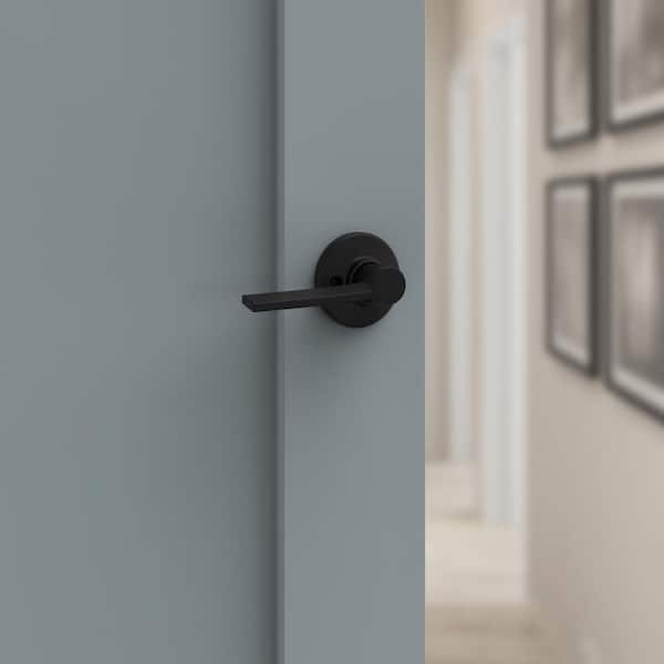 Ladera Matte Black Contemporary Round Left-Hand Half-Dummy Door Handle