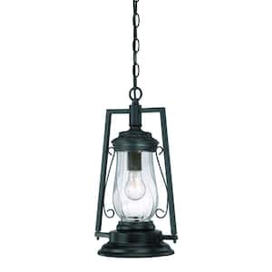 Kero Collection 1-Light Matte Black Outdoor Hanging Lantern Light Fixture