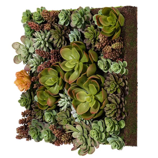 Vickerman 16.5 in. Multi-Colored Artificial Succulent Wall Arrangement on Plaque