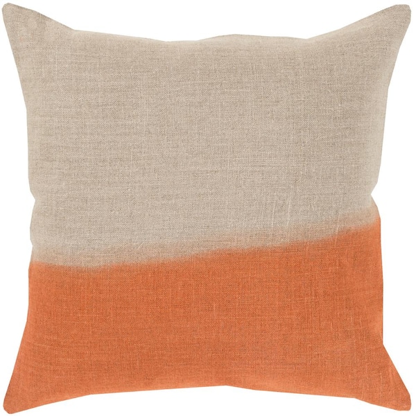 Livabliss Roxbury Orange Striped Polyester 18 in. x 18 in. Throw Pillow