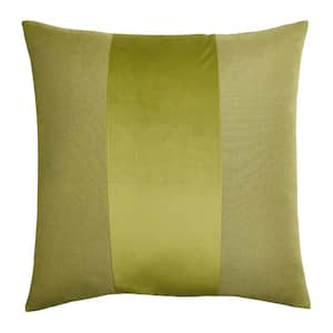 2-Tone Pea Soup Green and Bright Green Solid Cotton 24 in. x 24 in. Throw Pillow