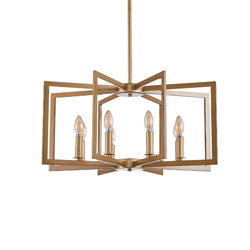 6-Light Gold Farmhouse Chandelier Light Fixture with Geometric Caged Metal Shade price history on PriceWatchPro