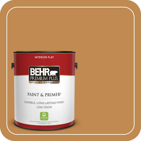 BEHR PREMIUM PLUS 1 gal. #M250-6 Toffee Tart Flat Low Odor Interior Paint & Primer