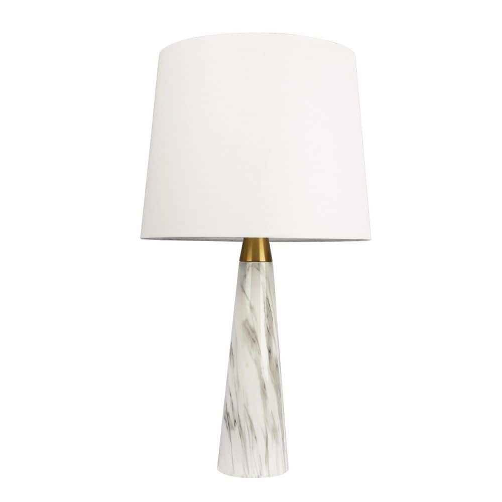 Enclave 25 in. White Modern Standard Table Lamp for Living Room with White Fabric Shade price history on PriceWatchPro