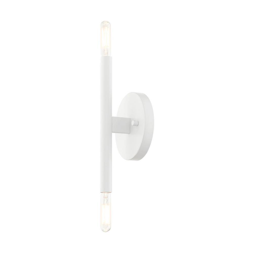 Copenhagen Mid-Century Modern White Chrome 2-Light Wall Sconce