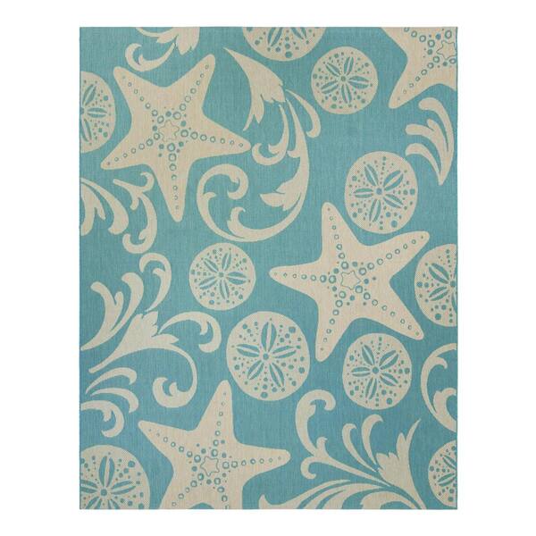 Blue and Gold Starfish Decorative Ceramic Wall Art Tile 8x10 