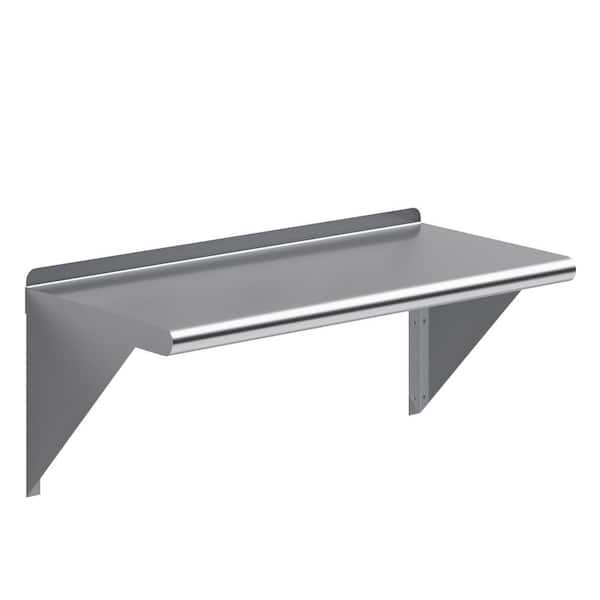 AMGOOD 14 in. x 30 in. Stainless Steel Wall Shelf Kitchen, Restaurant, Garage, Laundry, Utility Room Metal Shelf with Brackets