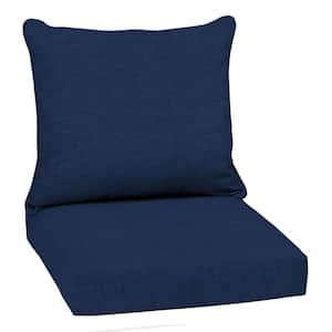 22 in. x 24 in. 2-Piece Deep Seating Outdoor Lounge Chair Cushion in Sapphire Blue Leala