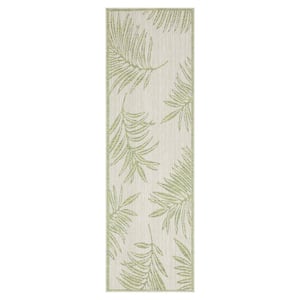 Liana Ivory and Green 2 ft. x 8 ft. Indoor/Outdoor Area Rug