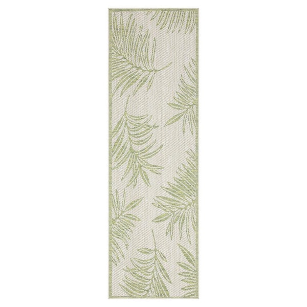 PLAYA RUG Liana Ivory and Green 2 ft. x 8 ft. Indoor/Outdoor Area Rug
