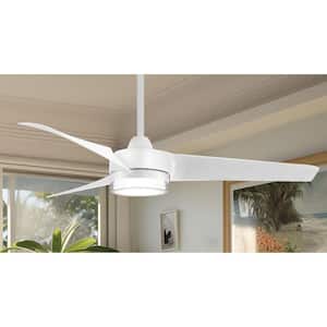 Veer 56 in. LED Indoor Flat White Ceiling Fan with Remote Control