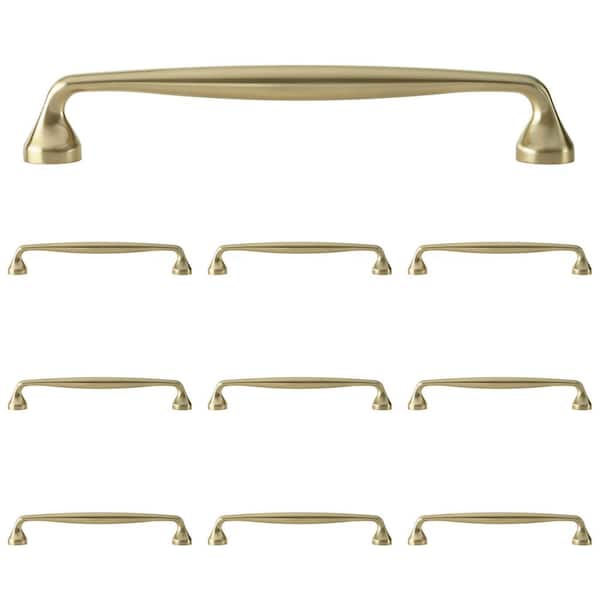 Sumner Street Home Hardware Mason 6-1/4-in , 159mm Center to Center Satin Brass Cylindrical Bar Drawer Pull 10 -Pack in Gold