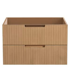 29 in. D x 17.9 in. W x 18.5 in. H MDF Floating Bath Vanity Cabinet Without Top in Light Brown with 2-Drawers