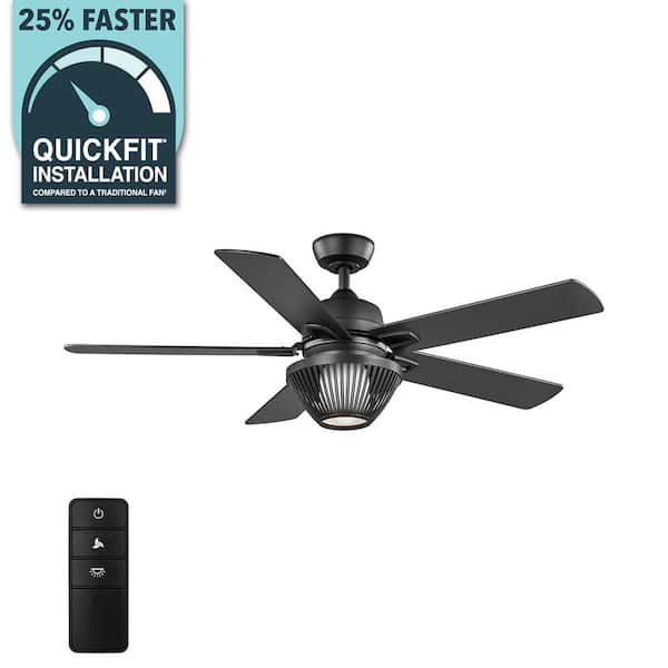 52 in. Braise Matte Black Indoor LED Ceiling Fan with Light Kit and Remote Control