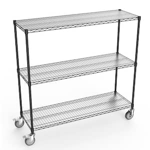 3-Tier Heavy Duty Steel Wire Shelving Unit in Black (18 in. W x 48 in. H x 54 in. D)