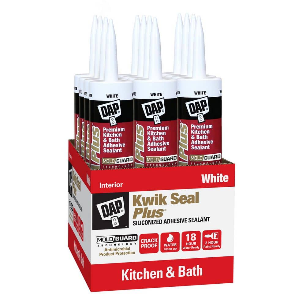 UPC 070798185111 product image for Kwik Seal Plus 10.1 oz. White Premium Kitchen and Bath Siliconized Caulk (12-Pac | upcitemdb.com