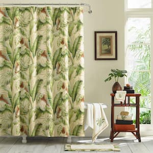 Palmiers Green Cotton 72in. X 84in. Shower Curtain