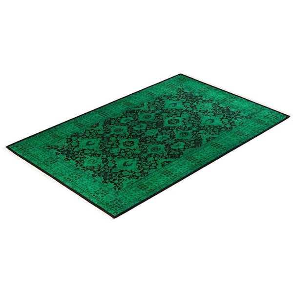 Fine Vibrance Green 5 ft. x 8 ft. Solid Wool Indoor Area Rug